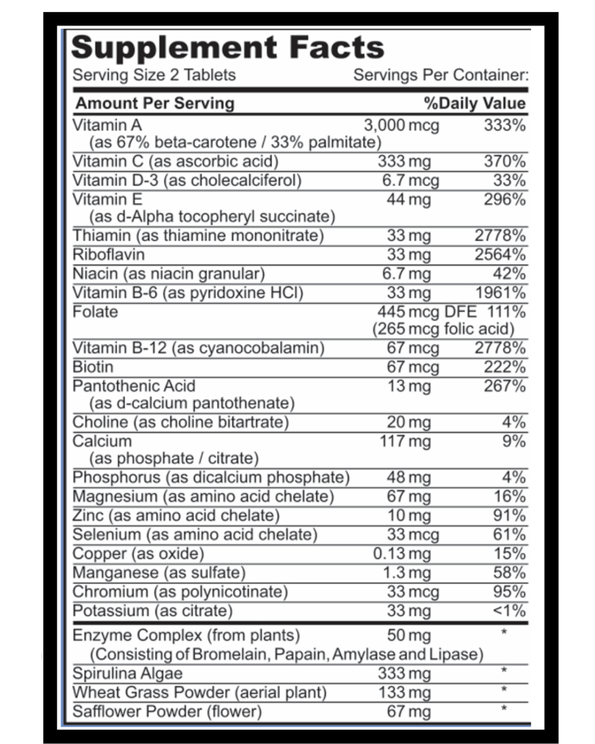 Optimum Multi-Vitamin + Mineral Complex